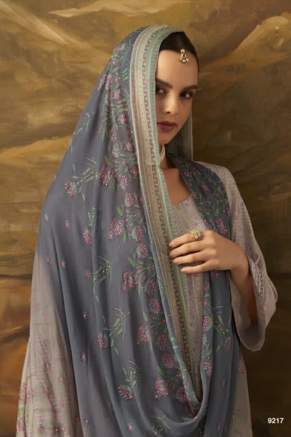 Kimora Jhilmil 9217 - Pure Muslin Silk With Digital Printed With Work Suit
