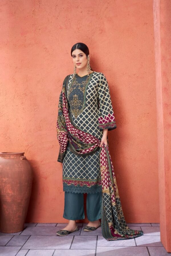VP Sachi 96006 - Pure Pashmina Printed With Swarovski Work Suit