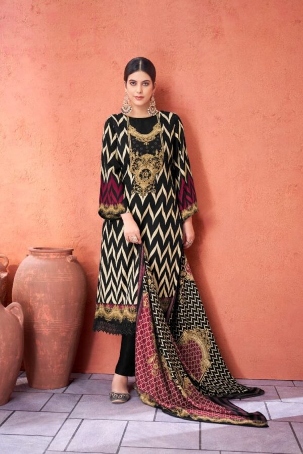 VP Sachi 96006 - Pure Pashmina Printed With Swarovski Work Suit