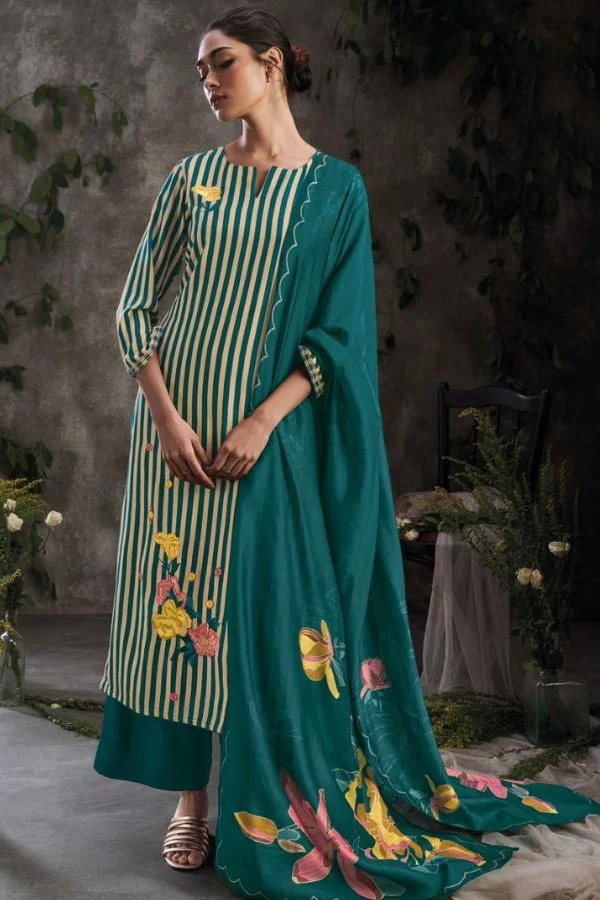 Ganga Kendy S1982D - Premium Wool Pashmina Printed with Embroidery Suit