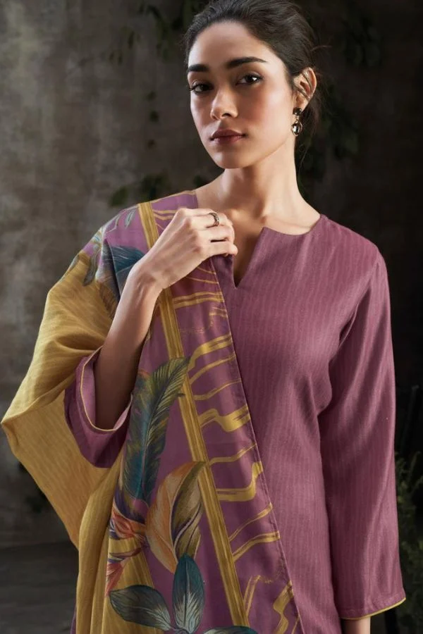 Ganga Milan S1979D - Premium Wool Pashmina With Embroidery Suit