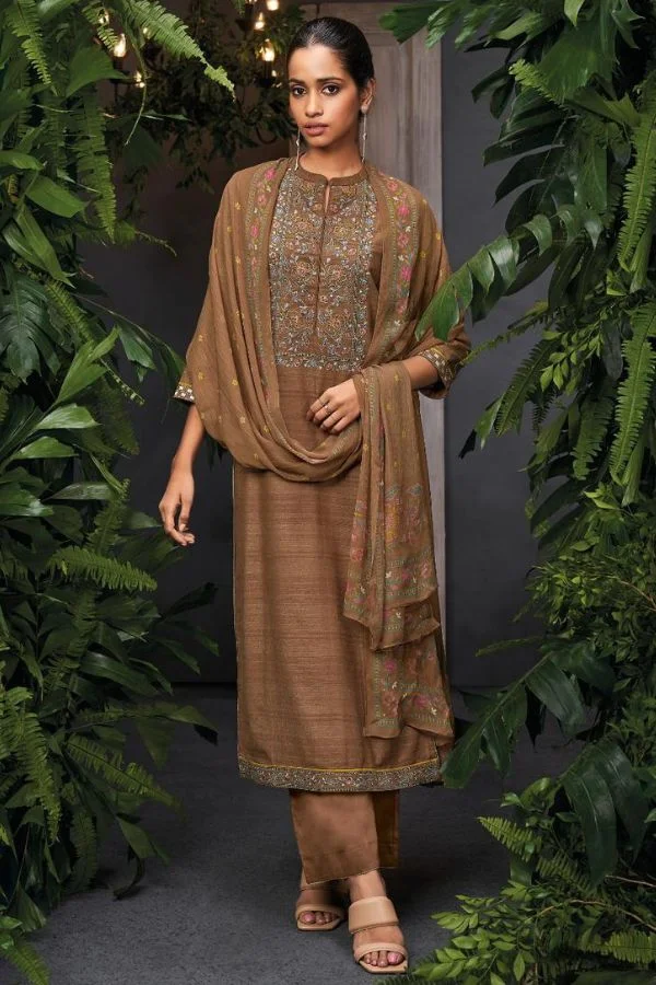 Real Georgette Premium Silk Embroidered Stitched Suit - TIF 1163