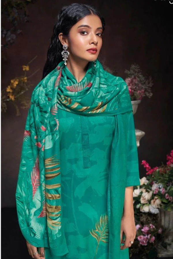 Ganga Wylla S2010D - Premium Pashmina Printed With Embroidery Suit