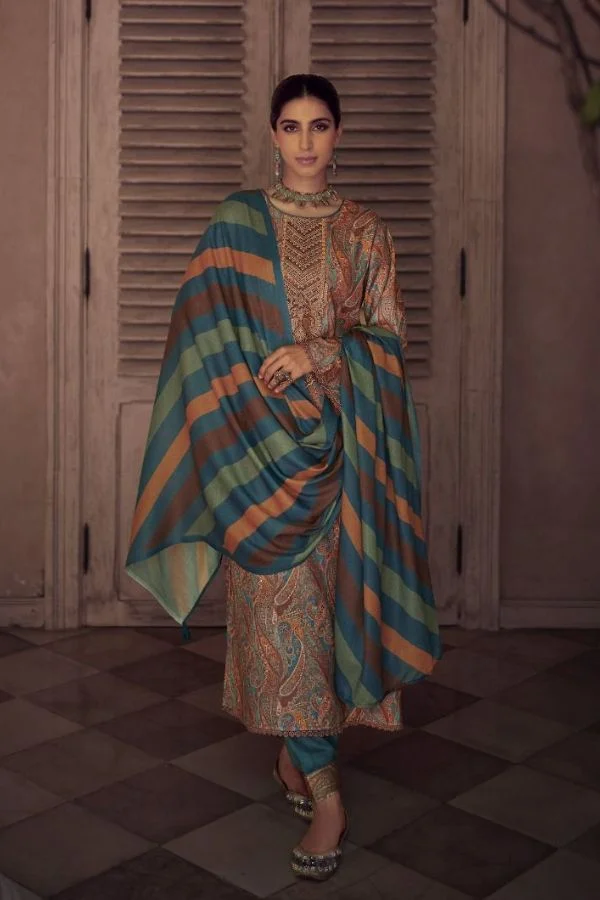 Kesar Paisley 89006 - Pure Pashmina Digital Print With Elegant Embroidery Suit