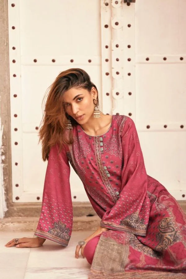 Mumtaz MashaAllah 62006 - Pure Viscose Pashmina Digital Print and Elegant Embroidery Suit