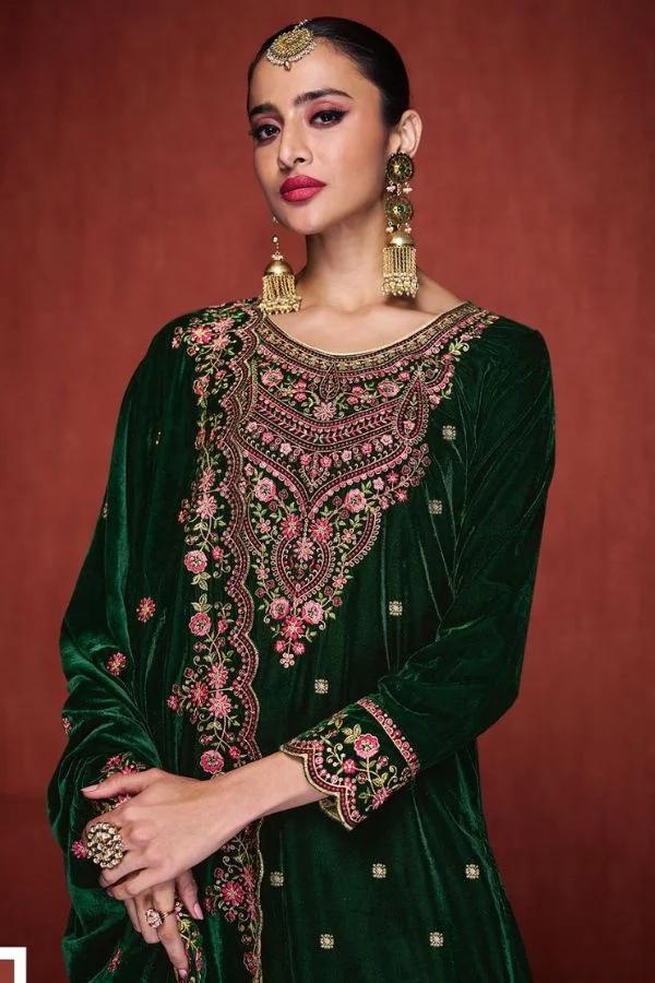 Mumtaz Mrunal 15004 - Pure Velvet Embroidered Suit