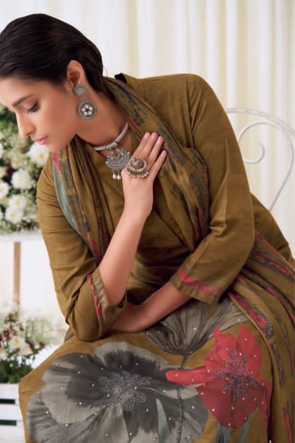 Sudriti Bloched 778 - Pashmina Twill Digital Print With Handwork Suit