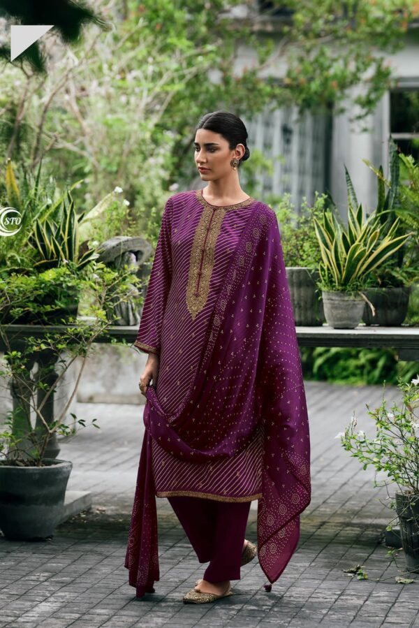 Varsha Vishmita VT06 - Viscose Silk Digitally Printed Lehriya With Embroidery Suit