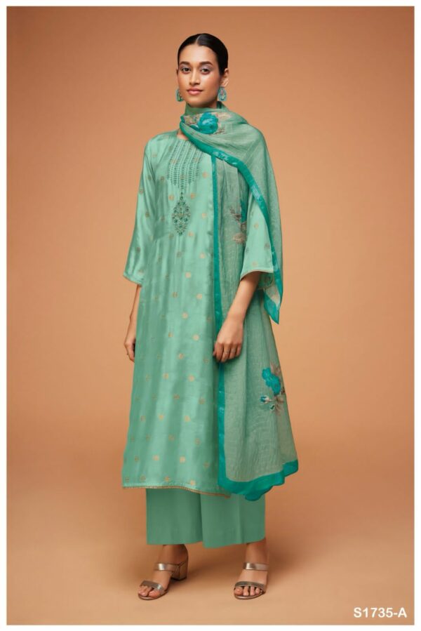 Ganga Daisy S1735B - Premium Viscose Muslin Silk Jacquard with Embroidery & Handwork Suit