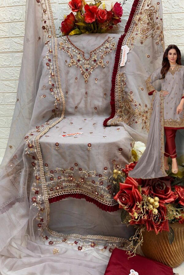 Organza Embroidered With Heavy Khatli Work Pakistani Style Suit