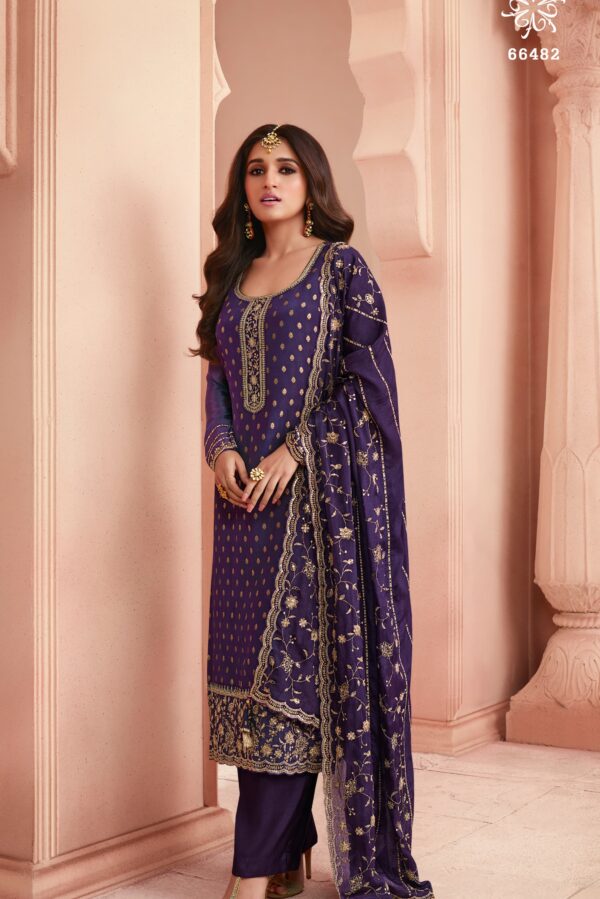 Vinay Swarnaa 66486 - Thread Embroidered Dola Jacquard Suit