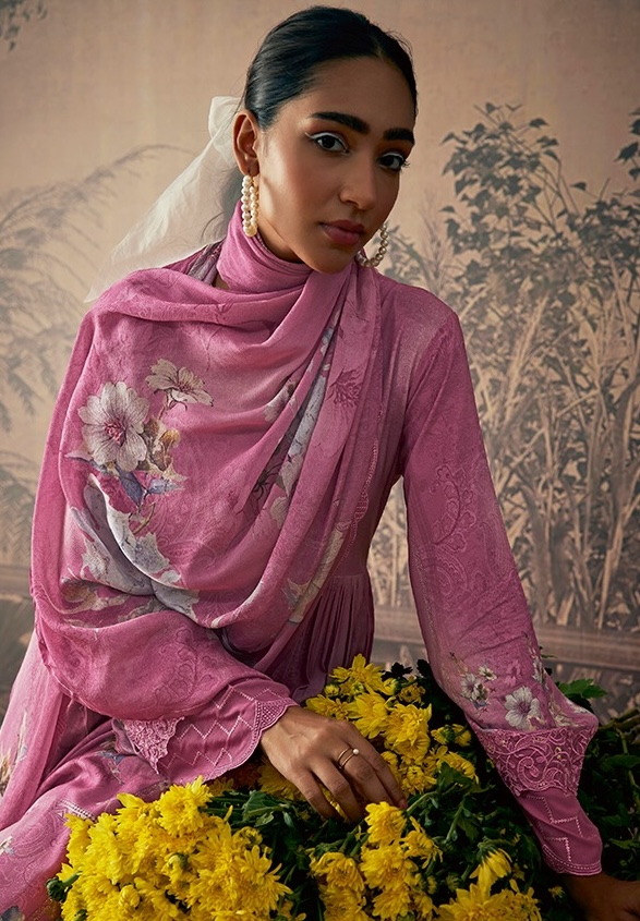 Kimora Adaab 9198 - Pure Muslin Silk With Embroidery Suit