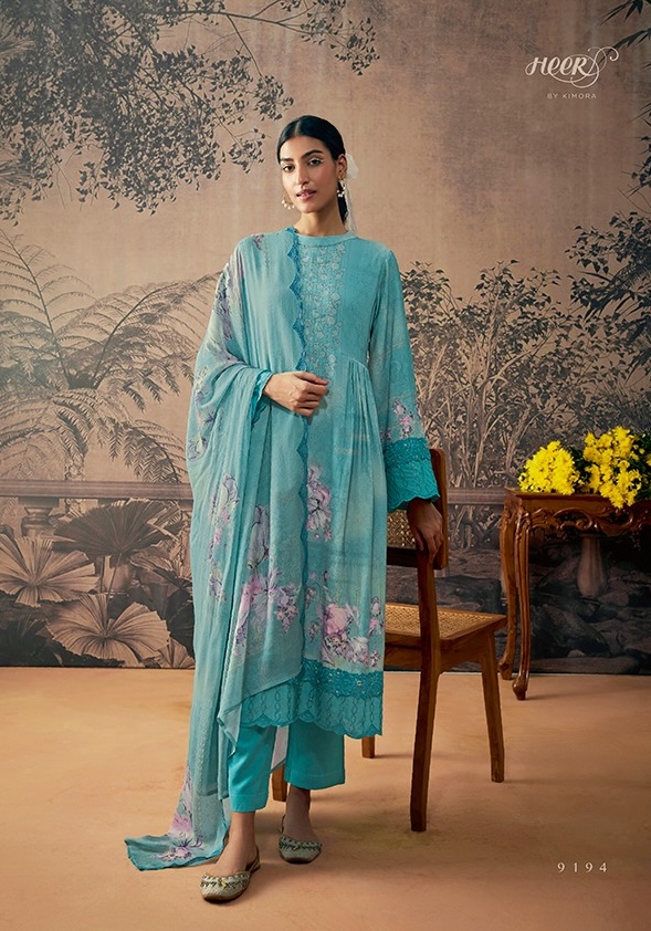 Kimora Adaab 9198 - Pure Muslin Silk With Embroidery Suit