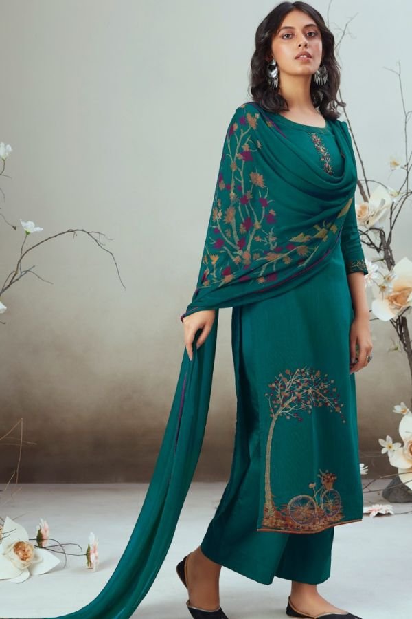 Ganga Alva S834J - Premium Woven Silk Jacquard with Embroidery and Handwork Suit