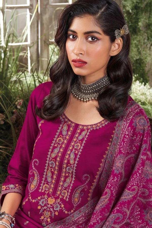 Ganga Amaranta C1670 - Premium Pure Pashmina With Embroidery Suit