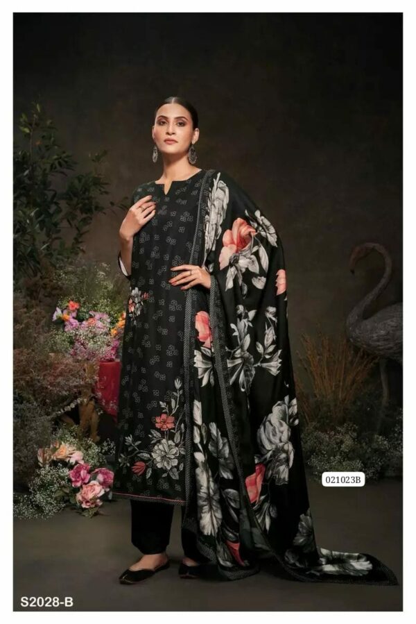 Ganga Jaya S2028D - Premium Pure Pashmina With Embroidery Suit