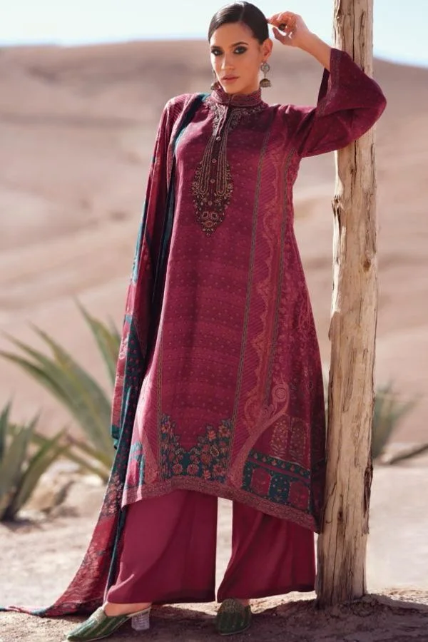 Varsha Zeeshan ZS06 - Pashmina Silk Printed With Embroidery Suit