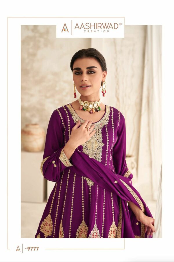 Aashirwad Romani 9777 - Premium Silk With Work Stitched Suit