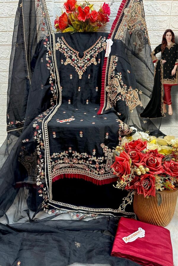 Organza Embroidered With Heavy Khatli Work Pakistani Style Suit