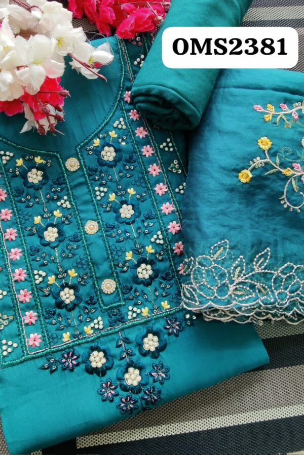 Beautiful Chanderi Embroidered Suit