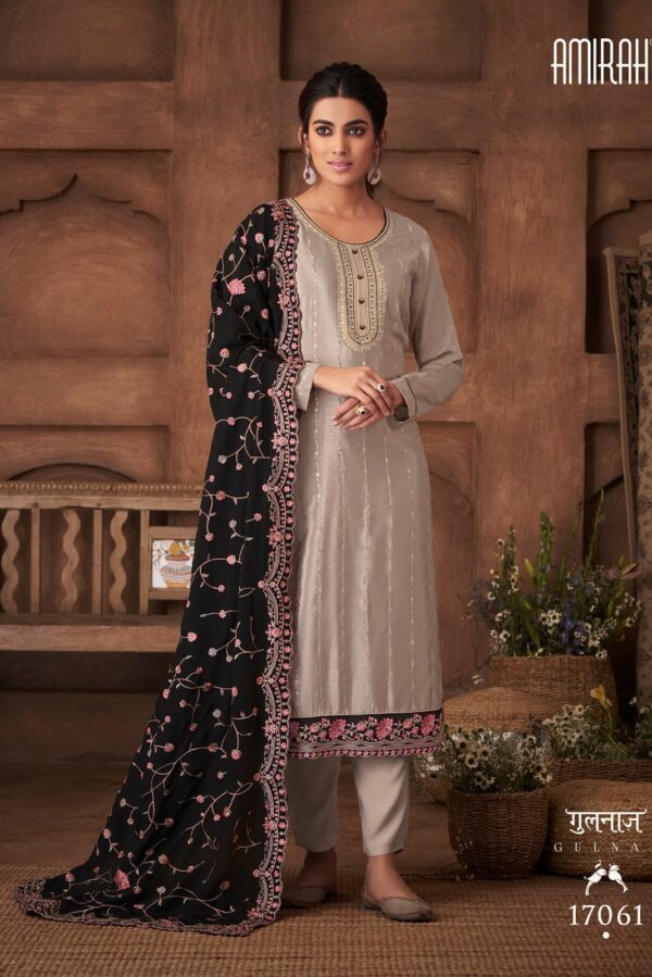 Amirah Gulnaz 17066 - Chinon Silk With Embroidery Work Suit