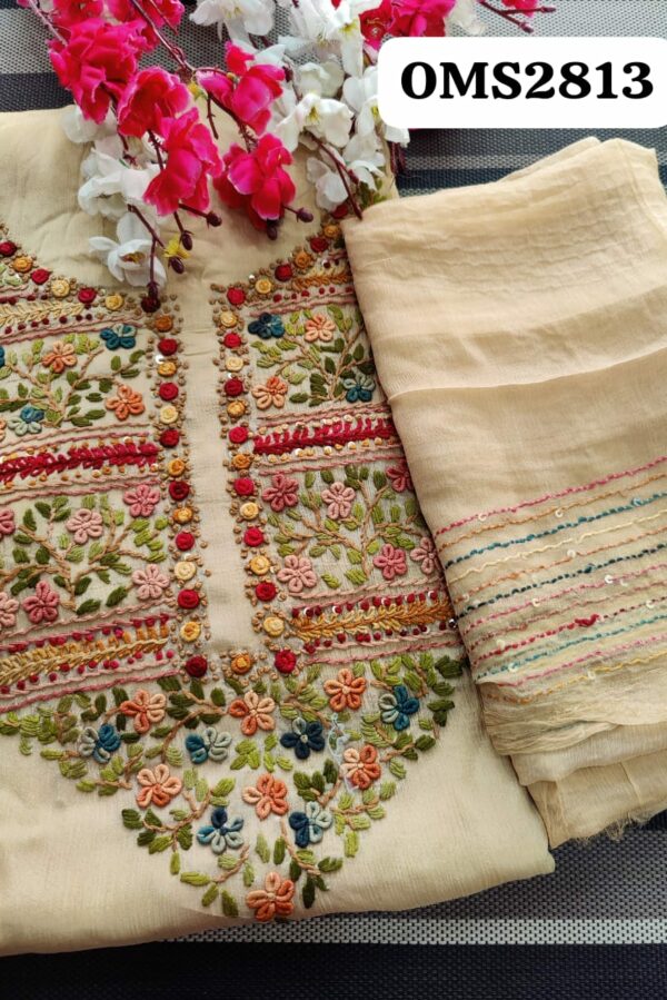 Beautiful Chinnon Handwork Embroidered Suit