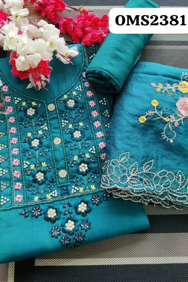 Beautiful Chanderi Embroidered Suit