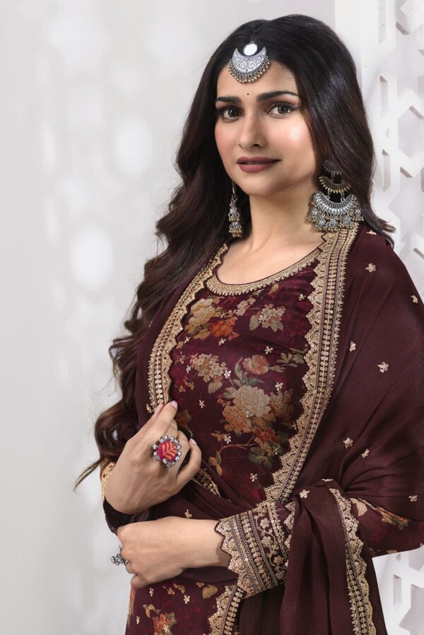 Vinay Swara - Digital Printed Embroidered Silk Georgette Suit