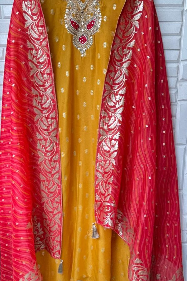 Banarasi Pure Silk Organza With Zari, Gotta & Resham Embroidery Suit