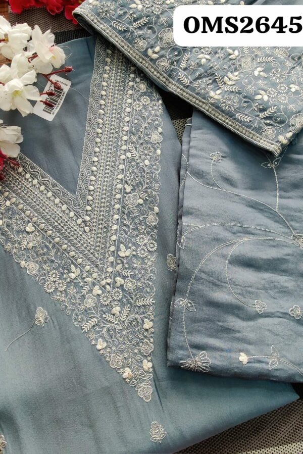 Beautiful Roman Silk Embroidery Suit