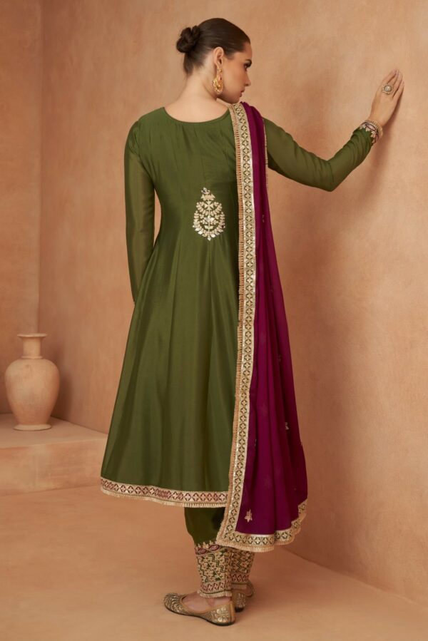 Aashirwad Veeda 9814 - Premium Chinon Silk With Work Stitched Suit - TIF 1070
