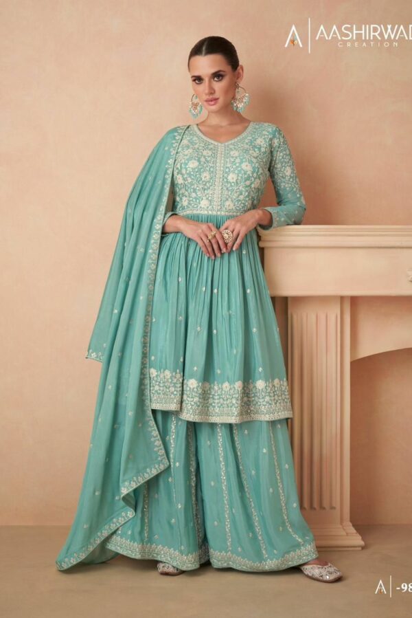 Aashirwad Aahana 9830 - Real Georgette With Embroidered Stitched Dress