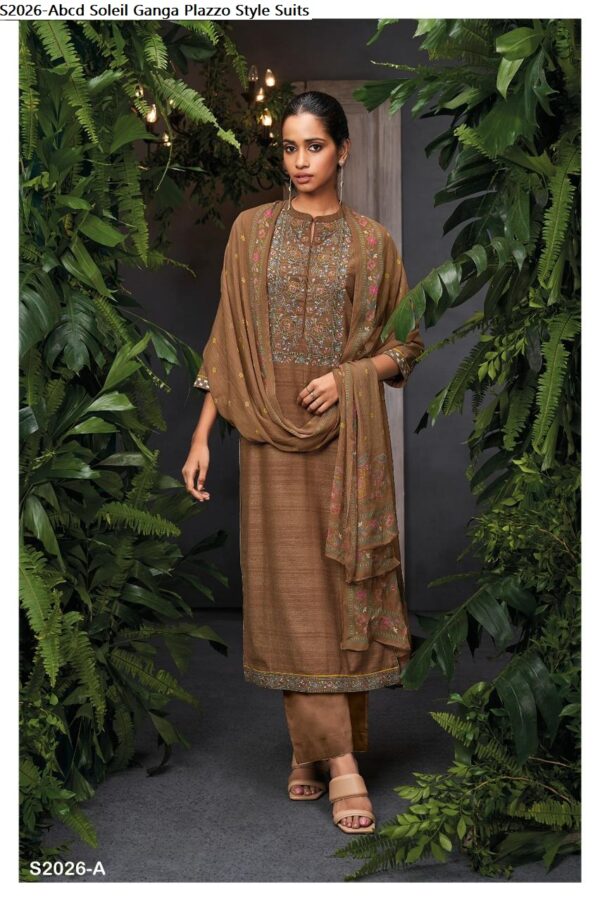 Premium Woven Solid With Embroidery And Sleeves Embroidery Suit - TIF 1027
