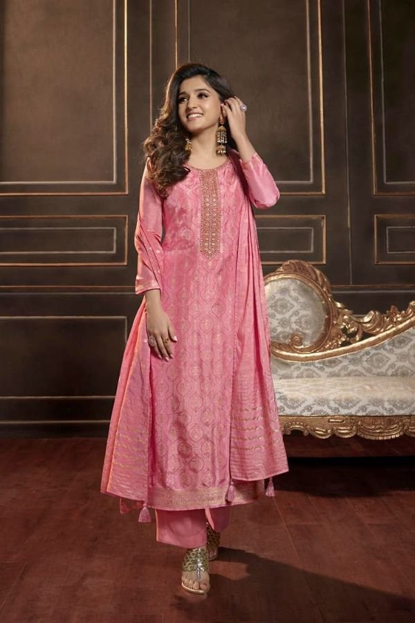 Vinay Silverline 41307 - Dola Self Jacquard with Work Stitched Suit