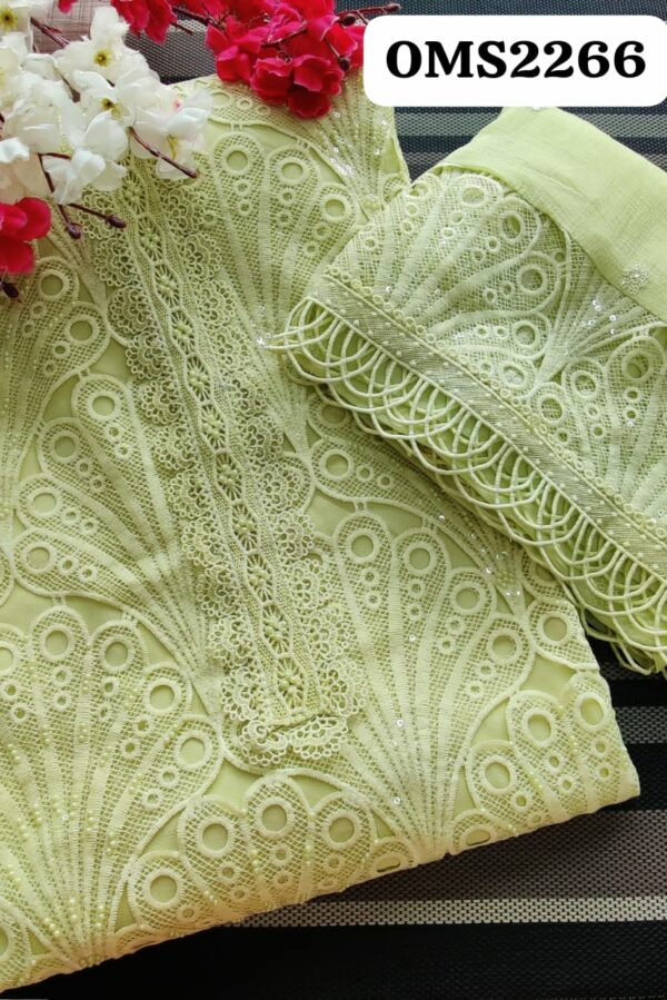 Beautiful Front Net Embroidered With Georgette Back Suit