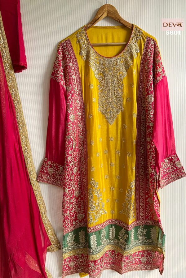 Pure Chinon With Beautiful Heavy Dori Thread & Sequins Embroidery Suit