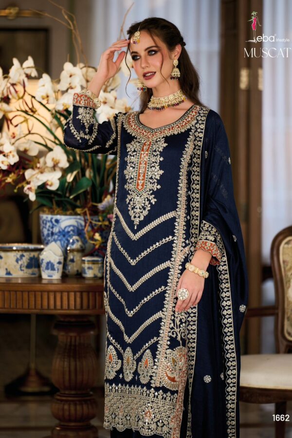 Eba Muscat 1662 - Premium Silk With Embroidery Work Stitched Suit