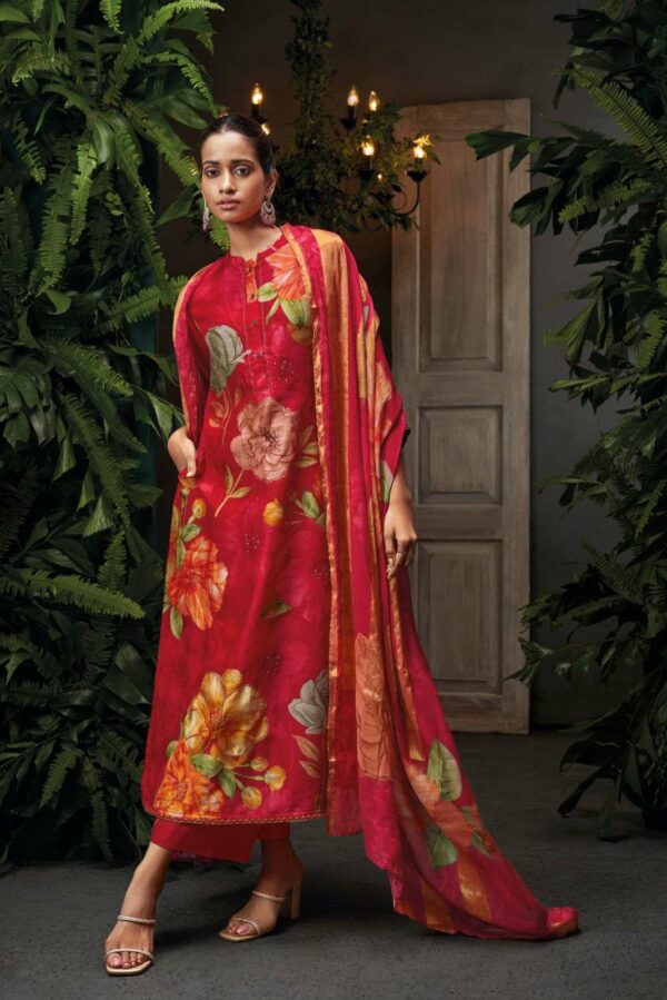 Lady Leela Shimmer 1206 - Pure Viscose Shimmer Organza Jacquard with Embroidery & Handwork Stitched Suit