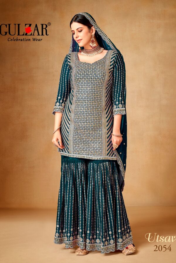 Gulzar Utsav 2054 - Premium Chinon with Zari & Sequins Embroidery Work Stitched Dress