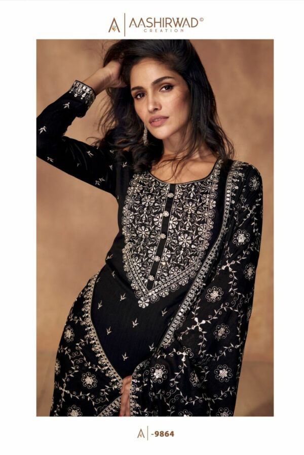 Aashirwad Safeena 9865 - Premium Silk With Work Stitched Suit