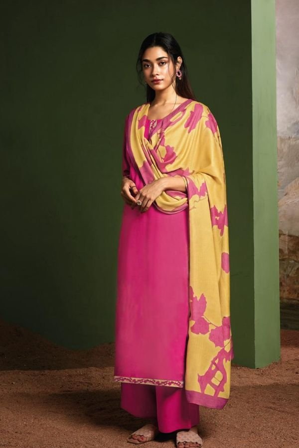 Ganga Anushka S2396D - Premium Cotton Silk Solid With Printed Suit