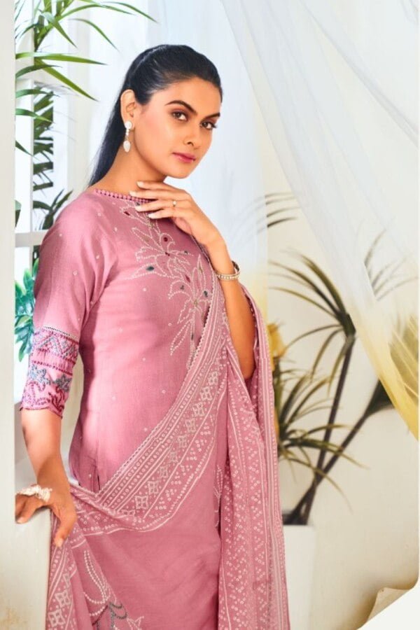 Jay Vijay Khat 8508 - Pure Cotton Linen Khadi Block Print With Handwork And Embroidery Suit