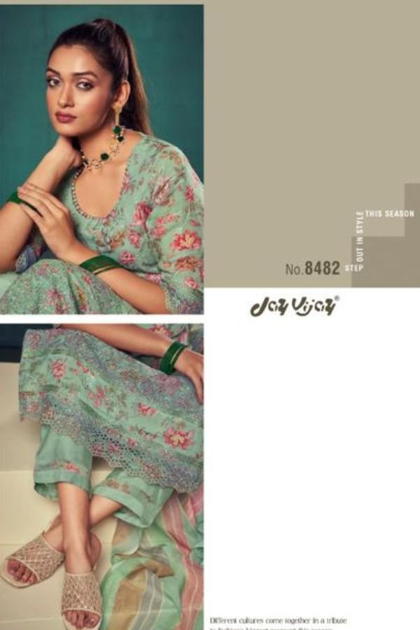 Jay Vijay Rumeha 8488 - Pure Organza Digital Prints with Embroidery Suit
