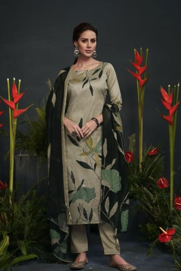 Kesar Zara 25006 - Pure Cotton Silk Digital Print With Swarovski Work Suit