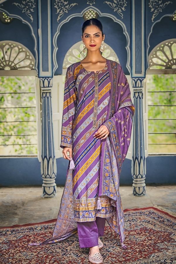 Mumtaz Vaatika 12001 - Pure Pakistani Voil Digital Print With Heavy Designer Embroidery Suit
