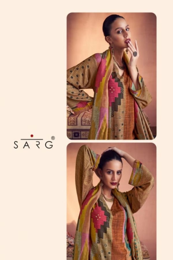 Sarg Kilim 278 - Muslin Silk Digital Print With Handwork Suit