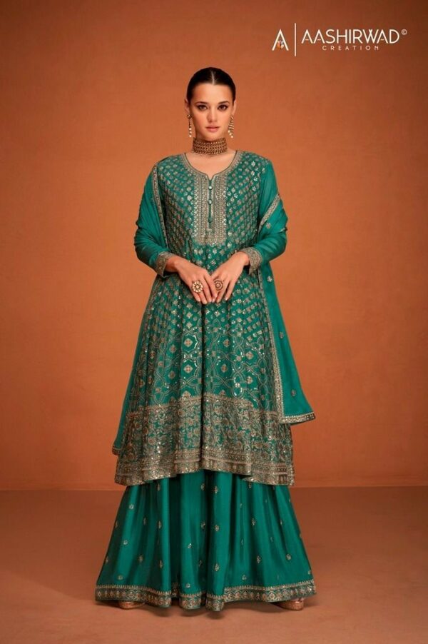 Aashirwad Soha 9537 - Premium Chinon Silk With Work Stitched Dress