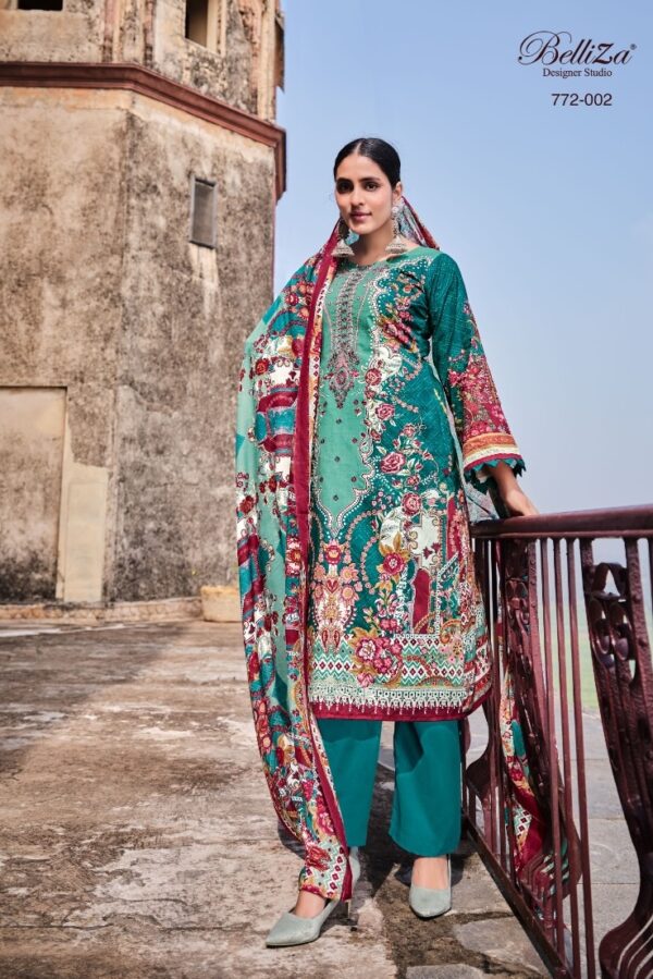 Belliza Naira 002 - Pure Cotton Digital Prints with Exclusive Heavy Self Embroidery Suit