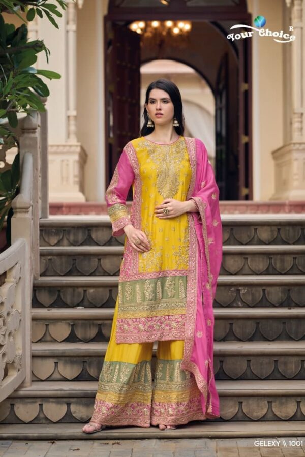 Your Choice Galaxy 1002 - Semi Pure Chinon Embroidered Stitched Suit