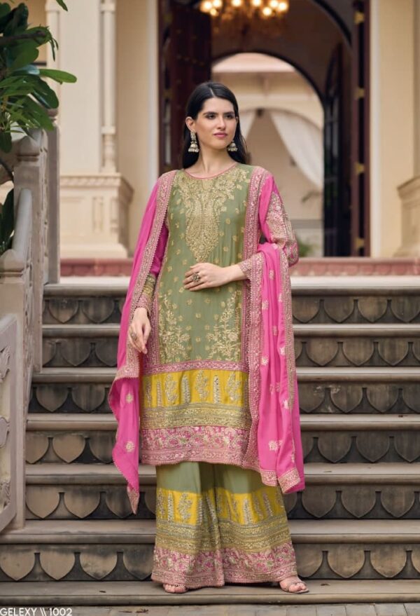 Your Choice Galaxy 1002 - Semi Pure Chinon Embroidered Stitched Suit